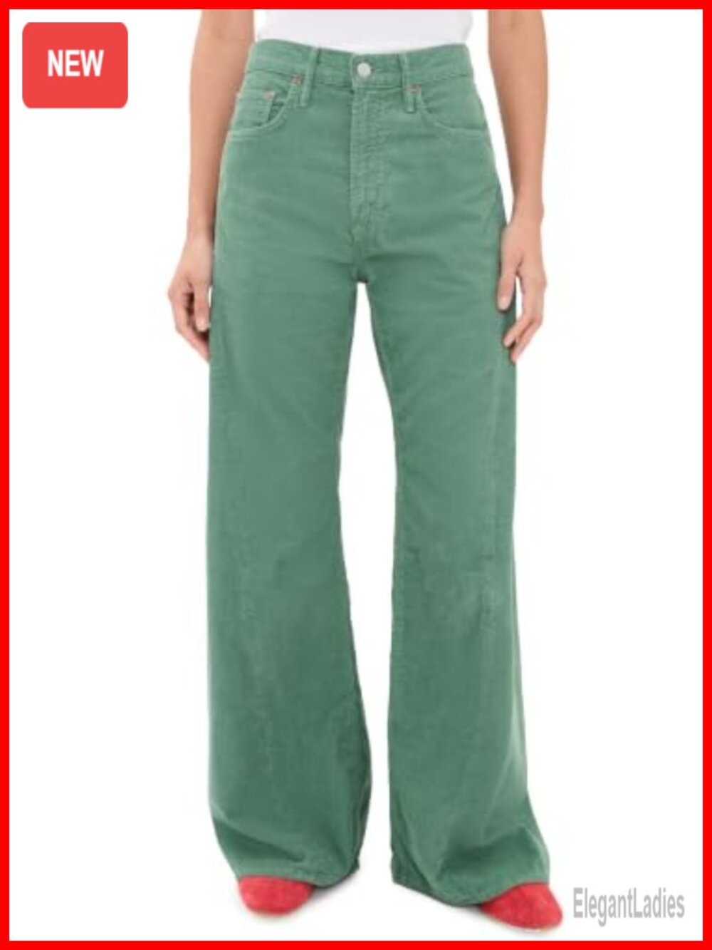 High Rise Corduroy Straight Leg Jeans Twisted Seam 5 Pocket
